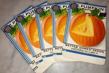 Lot: 5 Vintage Better Homes PUMPKIN Seed Packets, Crosman Seed Co., E. Rochester picture