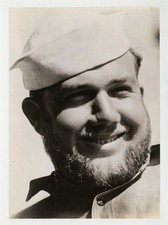 Rugged Bearded Husky Sailor Bear Man 1945 Coast Guardsmen Photo Gay Bears J15604 picture