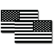 Blk and Wht American and Reversed Black and White American Flag Magnet, Opp 2PK picture