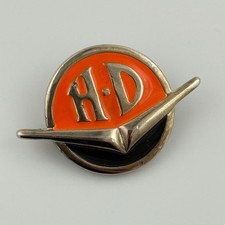Vtg Harley Davidson Enamel Hat Pin Winged Bar Logo Orange Black 1998 picture