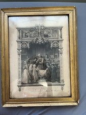 Antique 1901 French Catholic Church First Holy Communion Certificate Framed picture