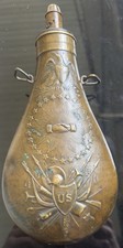 Original Civil War Peace Gun Powder Metal Flask US Eagle picture