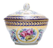 Antique DRESDEN Germany Hand Painted Floral Motif Porcelain Covered Sugar Bowl picture