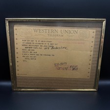 Vintage 1867 Western Union Telegram Framed Poem Roses Are Red Ephemera 10x8 picture