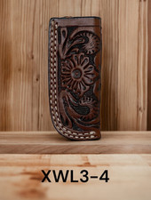 Western Leather Knife Sheath XWL3-4 Tooled Floral Vertical Belt 4