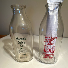 Macomb Dairy Co. Quart Milk Bottles Vintage Very rare very nice condition picture