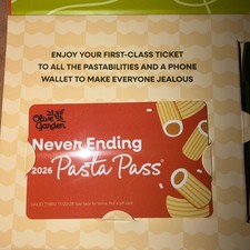 2026 Olive Garden Unlimited Pasta Pass, Male Name (Working-Authentic) picture