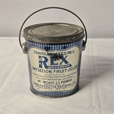 Vintage Rare REX Fruit Jelly Tin, Corn Prod. Refining Co. New York With Lid E18 picture