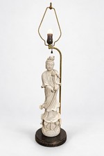 Vintage Fine Seyei China Nagoya Japan Guanyin Blanc de Chine Table Lamp picture