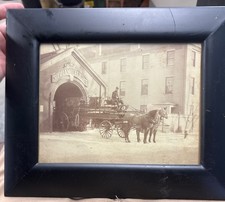 Rare picture of Portland fire dept horse drawn hook and ladder Maine Antique picture