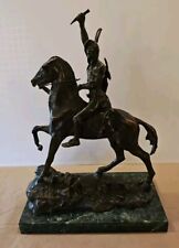 Native American Warrior Sculpture Bronze  Statue Riding Horse picture
