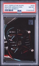2011 TOPPS STAR WARS GALAXY SERIES 6 #679 MASTER VERSUS PUPIL PSA 8 picture