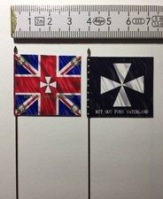 2x 28mm Napoleonic Hanoverian HOYA Landwehr Batt. Flags on metal pole +spearhead picture