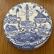 rare BLUE & WHITE SOUVENIR CAPE COD CHINA REIVET E D WEST CO LIGHT/PTOWN/SHIP picture