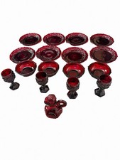 Avon 1876 Cape Cod Ruby Red Glass Lot 17 Pieces Plates Bowls Goblets Cruet picture