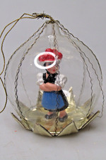 Vintage Clear Glass Diorama Little Red Riding Hood Christmas Ornament Germany picture