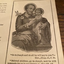 Antique St Joseph Novena Prayer Leaflet J Schaefer New York Catholic Illustrated picture