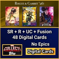 Topps Marvel Collect Rogue & Gambit 26 SR+R+UC + Fusion No Epics 48 Cards picture
