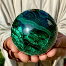 1.54LB Rare Natural Malachite quartz hand Carved sphere Crystal Healing Gem ball picture