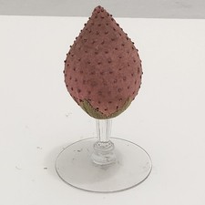 Vintage Handmade Strawberry Make Do Pincushion on Wineglass Stem picture