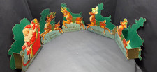 VTG 1950s Santa Sleigh Reindeer Cardboard Stand Up Christmas Display 5 Pc picture