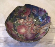 Chinese Porcelain Bowl, Hand- Painted, VTG , Approx. 6”, Fruit Motif, Gold Rim picture