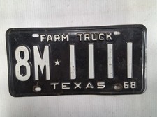 1968 Texas FARM TRUCK  License Plate Tag with four ones 1111 picture