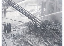 1924 Lowell Massachusetts Fire Truck Wrecked Building Collapse Glass Negative picture