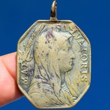1700s JESUIT IGNATIUS LOYOLA RELIGIOUS MEDAL ANTIQUE MATER SALVATORIS MEDALLION picture