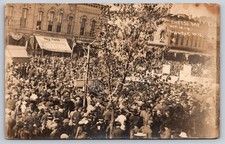 Huge Crowd at Cheese Day Festival October 10 1916 Main St. Monroe Wisconsin RPPC picture