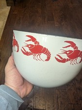 Vintage Kai Franck Hackman White Red Lobster Enamel Bowl Made in Finland picture