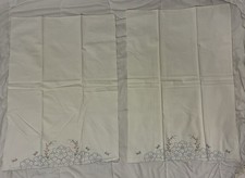 Vtg Handmade Cutwork Floral Embroidered Pillowcases 2 King Off White Cottagecore picture