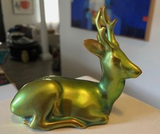 Zsolnay Eosin resting deer Sculpture picture
