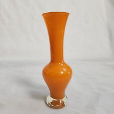 Orange Art Glass Vase Small Bud Stem Floral 6