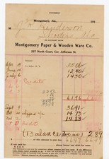 1910s Montgomery Paper & Wooden Ware Co. Statement Henderson Shorts AL Ledger picture