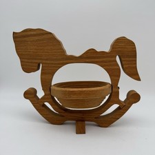Handcrafted wooden rocking horce basket made by Amish artisans picture