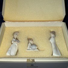 Vintage Lladro Set 3 Mini Camisones Christmas Morning Ornament Original Box 1992 picture