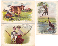 c1909 Lot of 3 Double Entendre Comic Julius Bien POSTCARDS picture