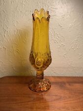 Kanawha Amber Glass Swung Vase Moon And Stars Pattern picture