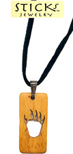 Sticks Jewelry Bone & Leather Columbian Native Indian Necklace Wood Bear Claw picture