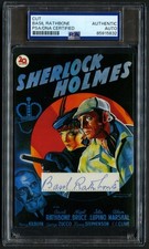 Basil Rathbone signed 3.5x5 Actor Sherlock Holmes Custom Cut PSA Slabbed picture