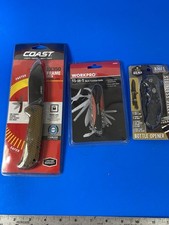 3pc New Folding Knife Lot Coast FX350 WorkPro 15-in-1 Tac Gear Bottle Opener picture
