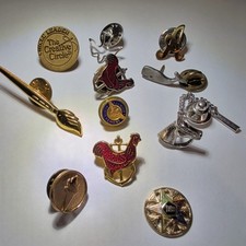 Vintage Masonic Eastern Star & Red Cross Torch Pin + 9 Estate Lapel Pins Lot picture