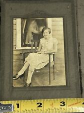 VTG Matted Photograph of Young Lady in Dress With Beautiful Smile, Short Hair picture