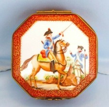 Vintage Limoges Porcelain Lidded Box French Napoleon Military Battle Scene picture