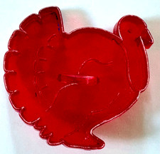 Vintage Life-Like Red Plastic Turkey Cookie Cutter Made in USA 3¼