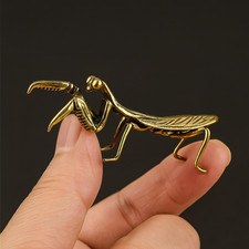 Vintage Metal Praying Mantis Figurine Brass Insect Statue Miniature Animal Decor picture