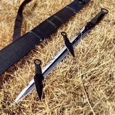 27'' Ninja Sword Machetes Full Tang 2 Tone Blade With 2 Throwing Knives 7