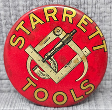 Rare Antique Starrett Tools Mirrored Back Advertising. 2-1/16”.  Button.  picture