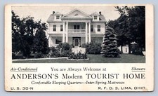 K3/ Lima Ohio Postcard c1930s Anderson's Modern Tourist Home  262 picture